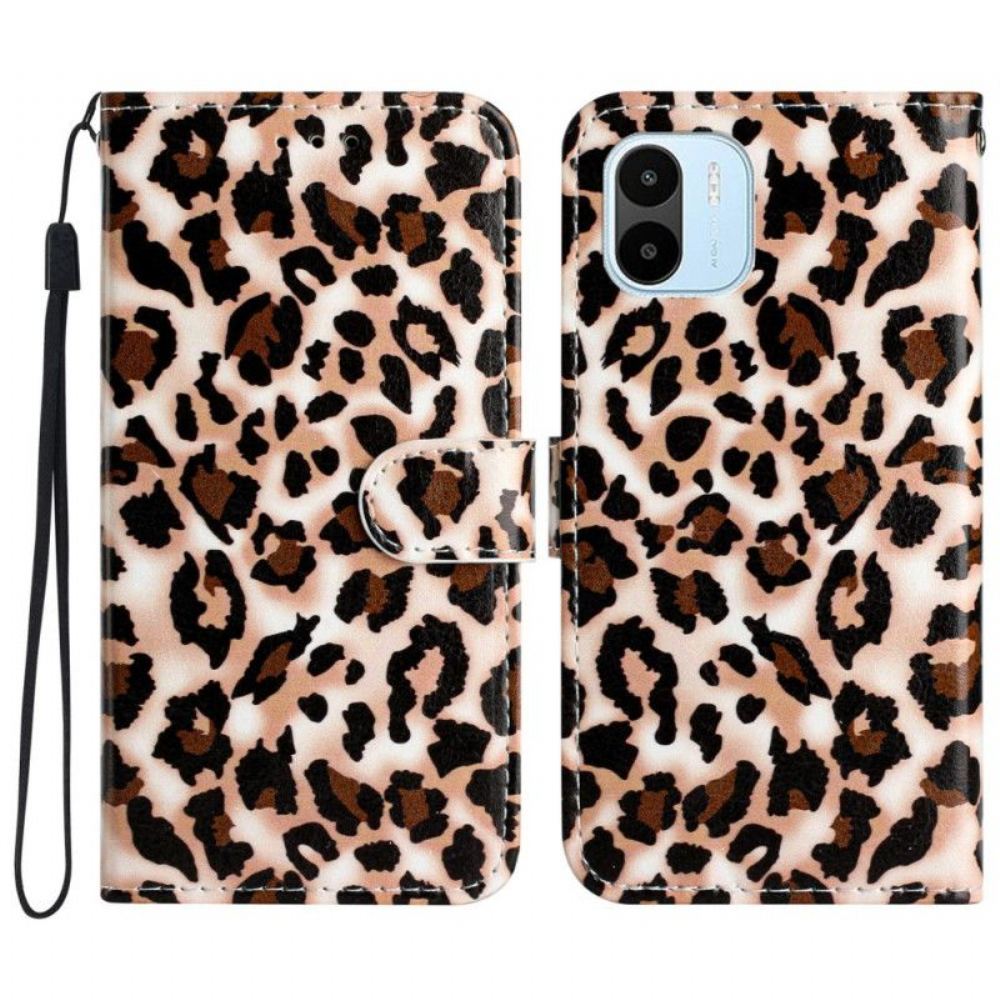 Flipové Pouzdro Na Xiaomi Redmi A1 Na Lana Strappy Leopard Print