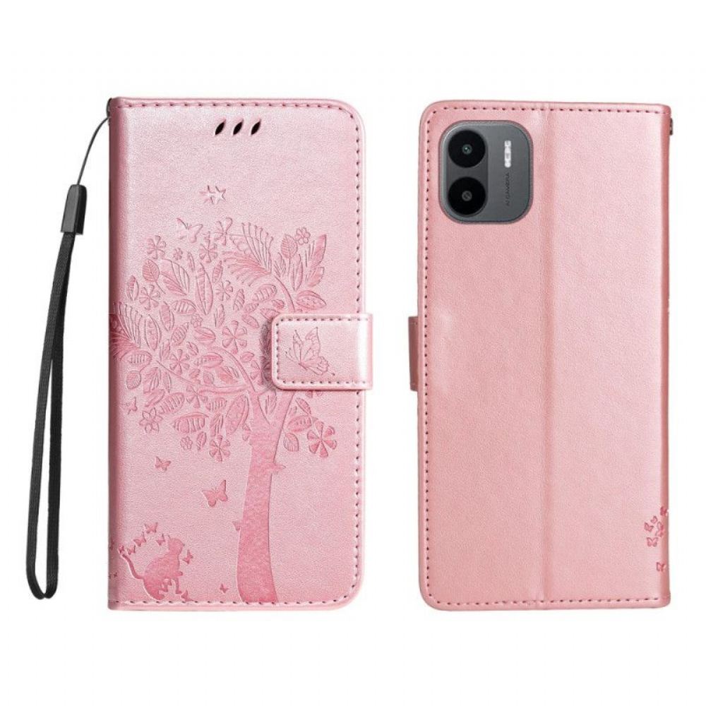 Flipové Pouzdro Na Xiaomi Redmi A1 Na Lana Strom A Strappy Cat