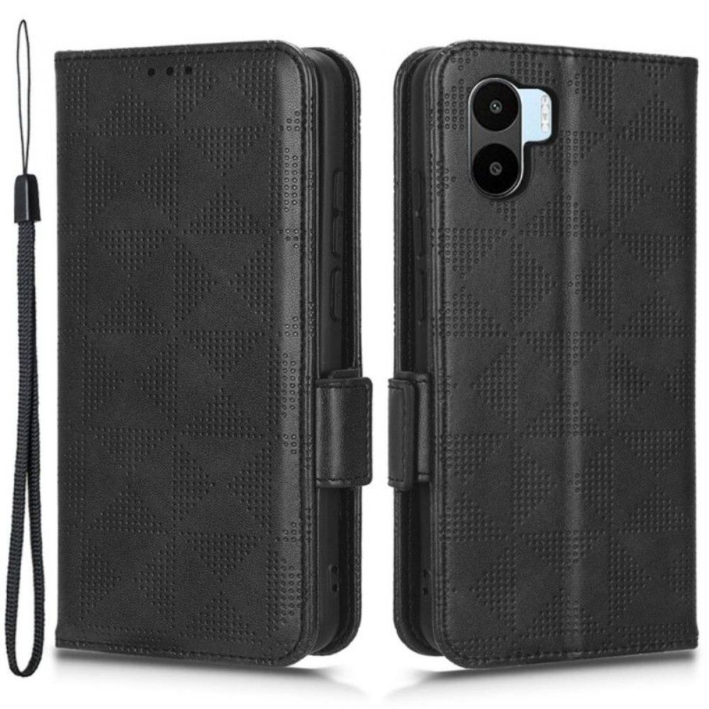 Flipové Pouzdro Na Xiaomi Redmi A1 Trojúhelníky S Lanyardem