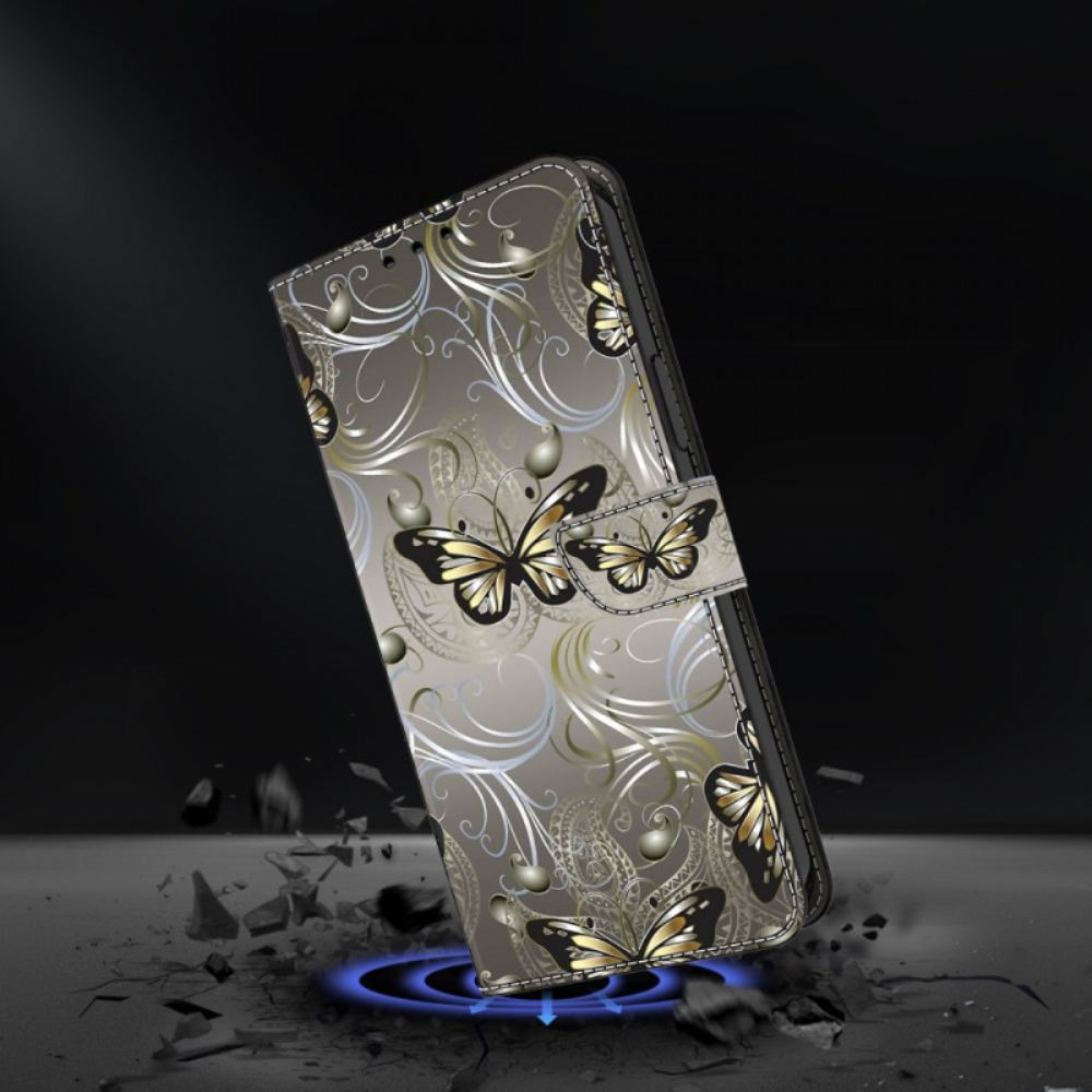 Kožený Kryt Na Samsung Galaxy A17 4g / 5g Krajkové Motýli
