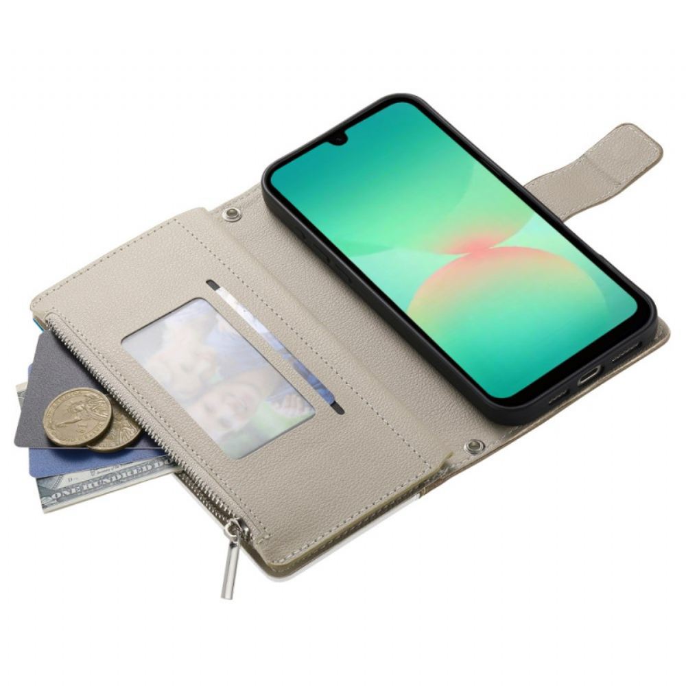 Kožený Kryt Na Samsung Galaxy A17 4g / 5g Peněženka Na Zip A Pásek