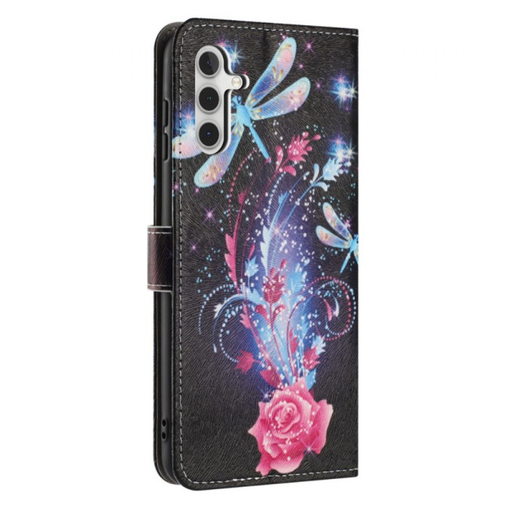 Kožený Kryt Samsung Galaxy A17 4g / 5g Barevné Vážky