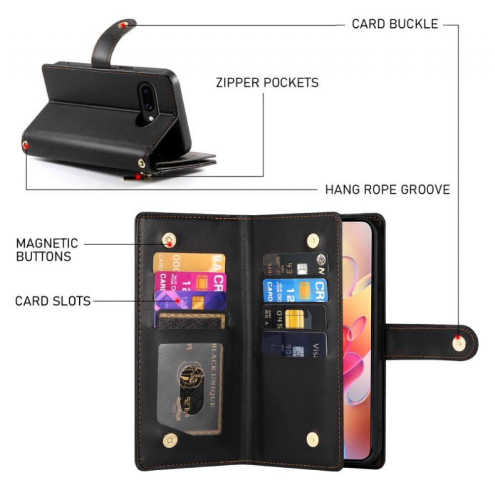 Kožený Kryt Samsung Galaxy A17 4g / 5g Peněženka S Kapsou Na Zip A Pásky