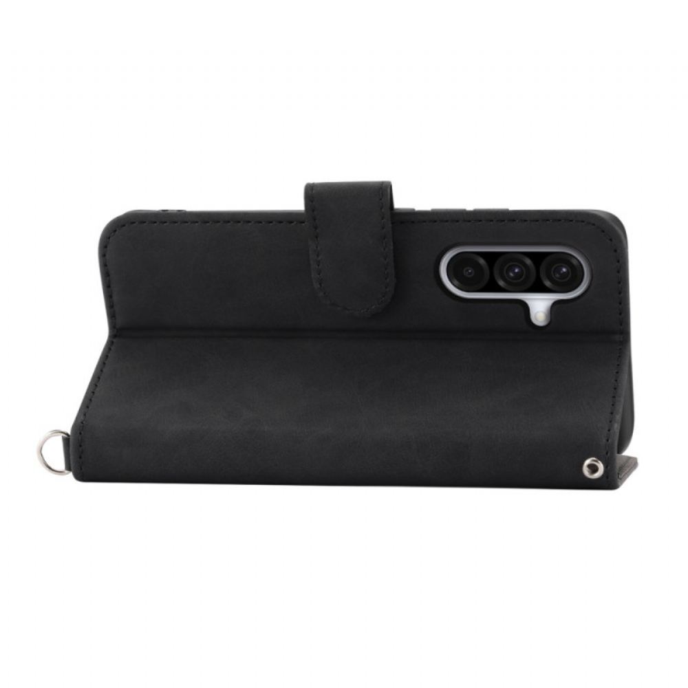 Kožený Kryt Samsung Galaxy A17 4g / 5g Peněženka S Krajkovým Semišovým Efektem