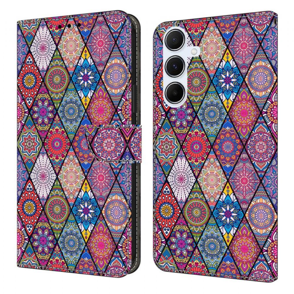 Kožený Kryt Samsung Galaxy A17 4g / 5g Růžový Etnický Vzor