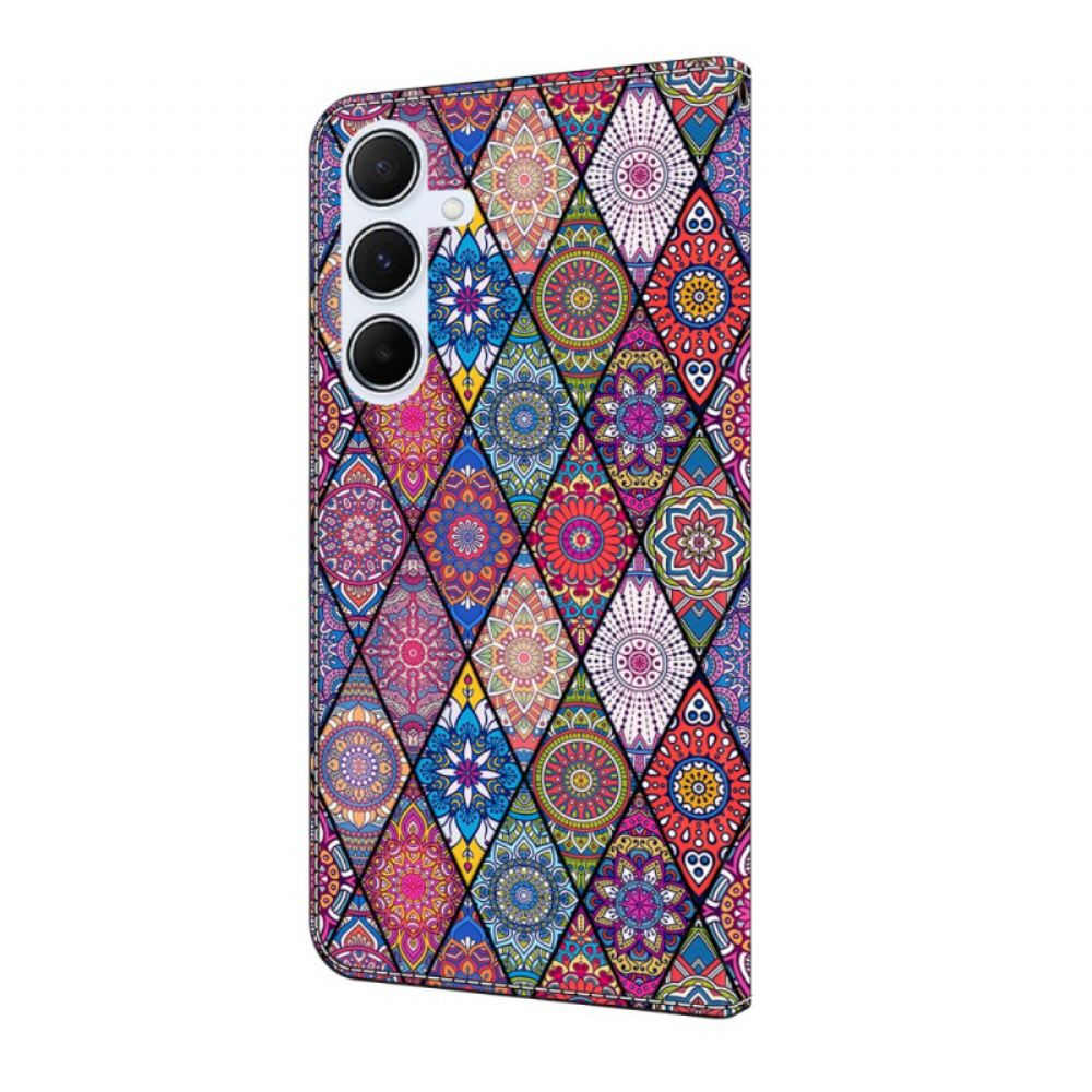 Kožený Kryt Samsung Galaxy A17 4g / 5g Růžový Etnický Vzor