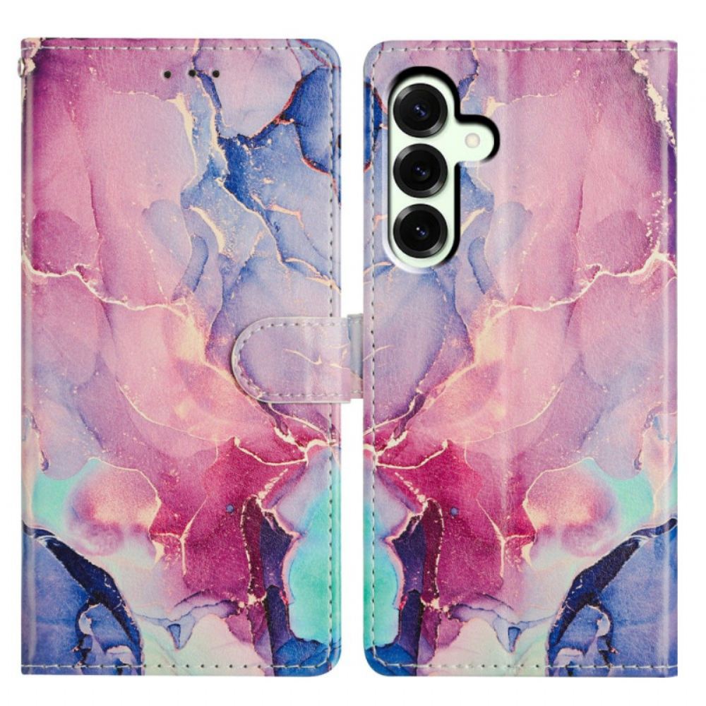 Kožený Kryt Samsung Galaxy A17 4g / 5g Zelený A Růžový Mramor