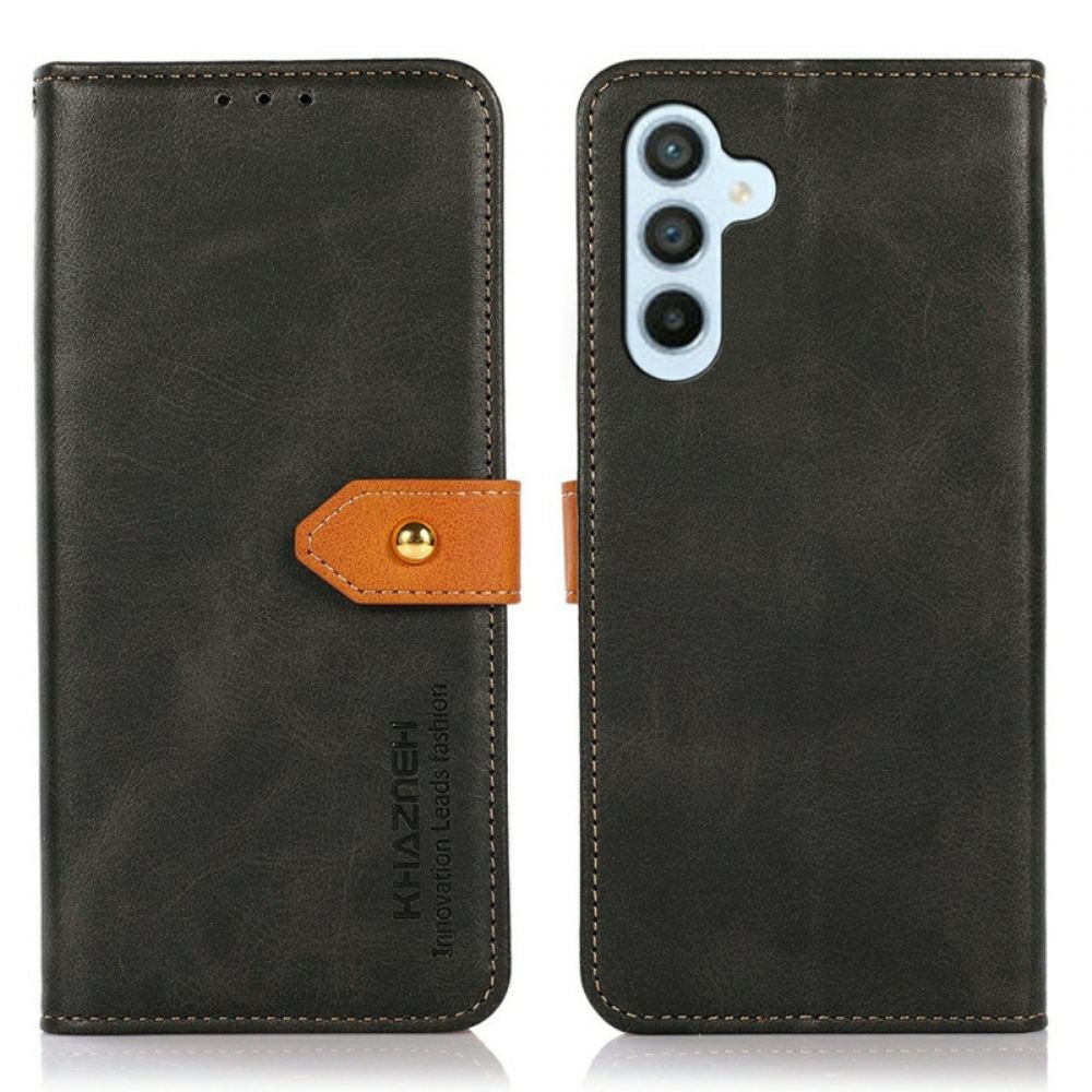 Kožený Kryt Samsung Galaxy A17 4g / 5g Zlatá Spona Khazneh