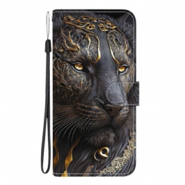 Kožený Kryt Samsung Galaxy A17 4g / 5g Zlatý A Černý Lev