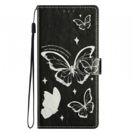 Kožený Kryt Samsung Galaxy A17 4g / 5g Černobílí Motýli