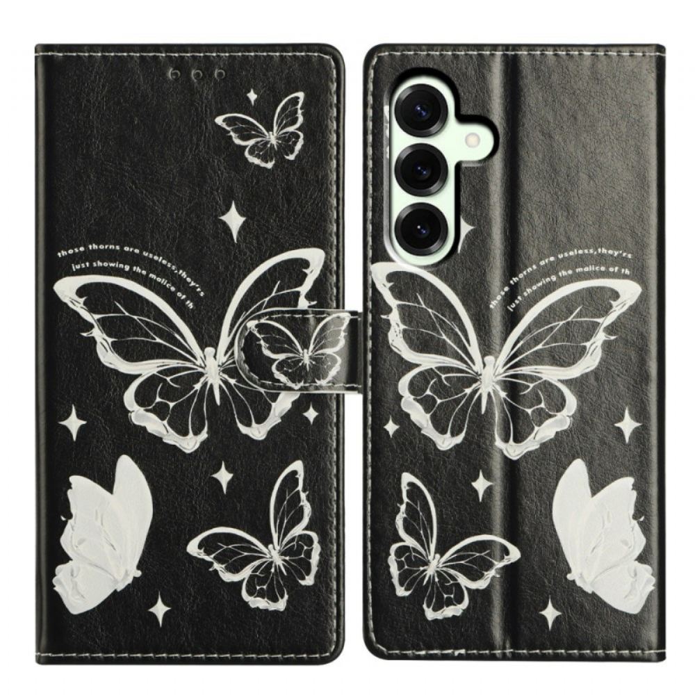 Kožený Kryt Samsung Galaxy A17 4g / 5g Černobílí Motýli