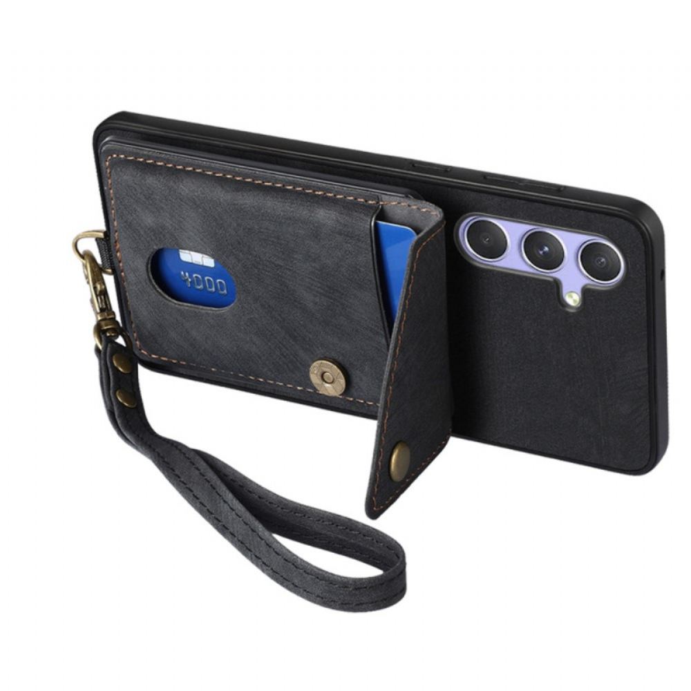 Kryt Samsung Galaxy A17 4g / 5g Semišový Efekt S Pouzdrem Na Karty A Šňůrkou Na Krk