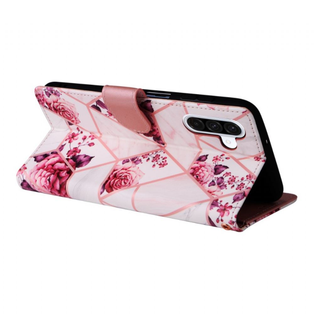 Peněženková Pouzdra Samsung Galaxy A17 4g / 5g Kryty Na Mobil Mramorový Design Se Šňůrkou Na Krk