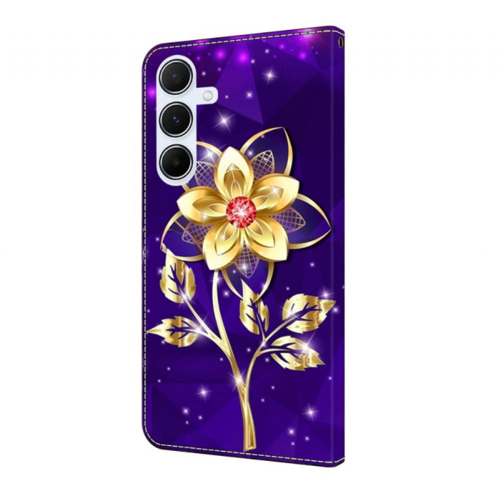 Peněženková Pouzdra Samsung Galaxy A17 4g / 5g Kryty Na Mobil Zlatý Květ Na Fialovém Pozadí
