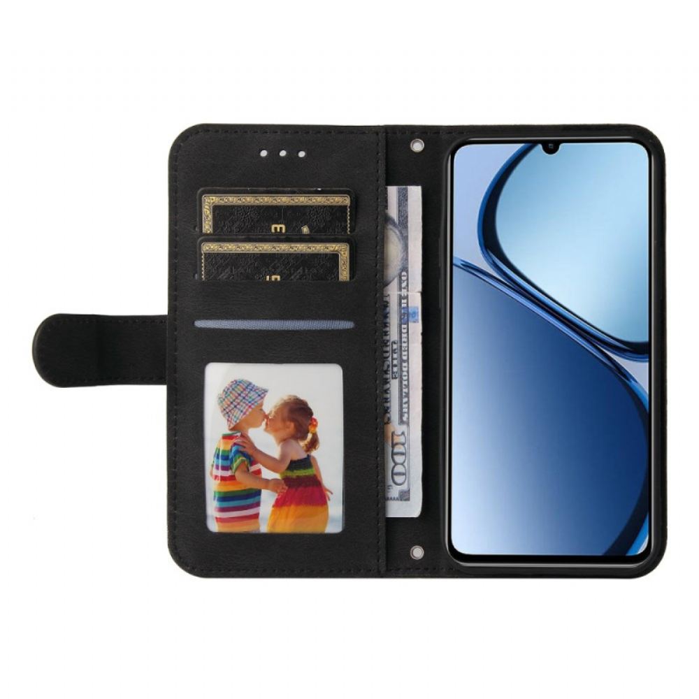Kožený Kryt Realme Note 60 Dekorativní Nýt S Efektem Semiše