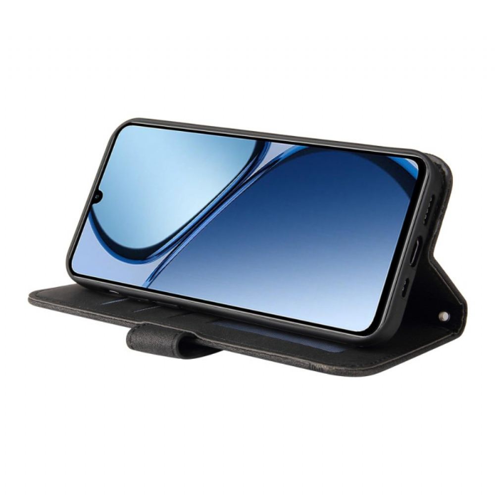 Kožený Kryt Realme Note 60 Dekorativní Nýt S Efektem Semiše