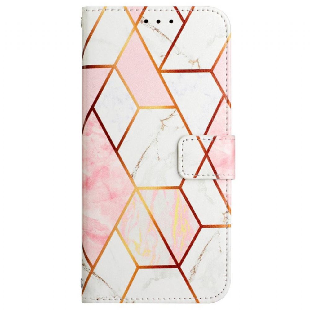 Flipové Pouzdro Na Oppo A94 5G Geometrický Mramor S Páskem