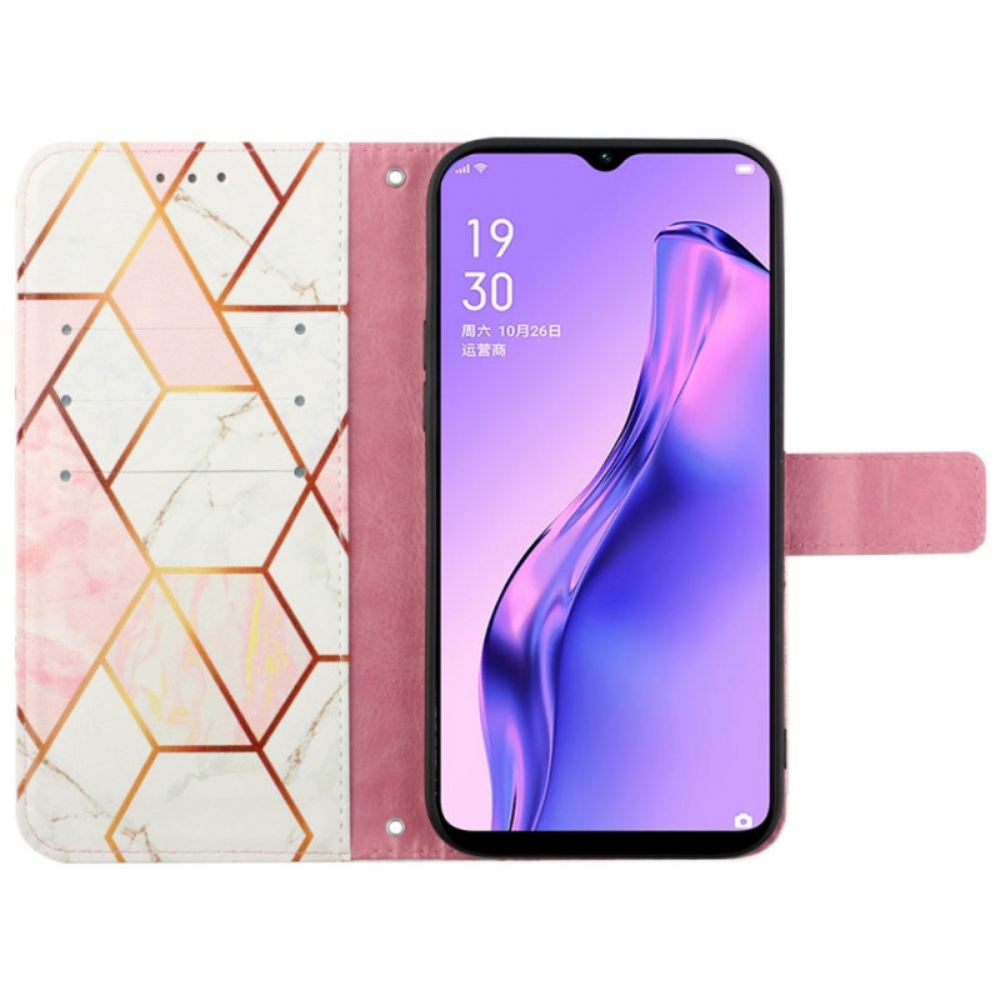 Flipové Pouzdro Na Oppo A94 5G Geometrický Mramor S Páskem