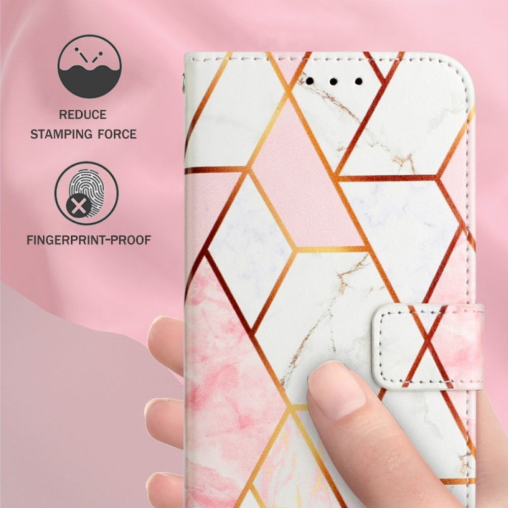 Flipové Pouzdro Na Oppo A94 5G Geometrický Mramor S Páskem