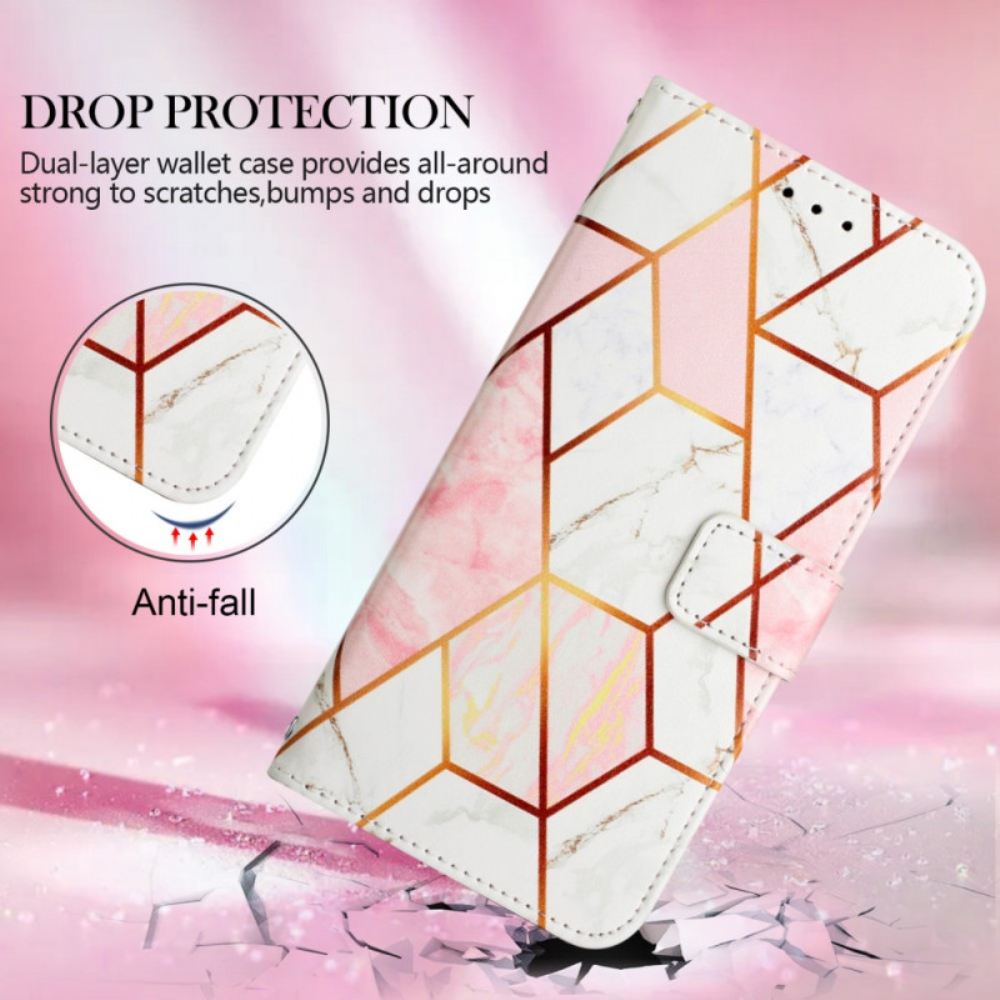 Flipové Pouzdro Na Oppo A94 5G Geometrický Mramor S Páskem