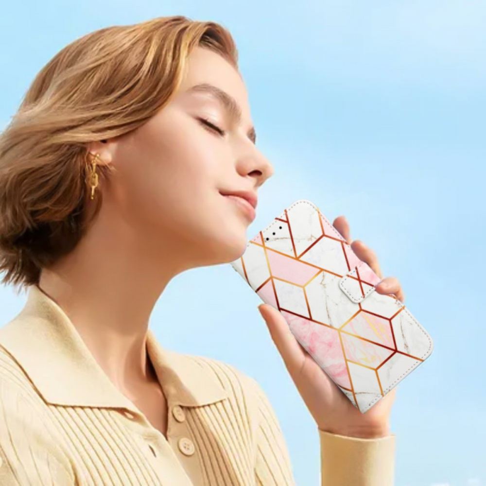 Flipové Pouzdro Na Oppo A94 5G Geometrický Mramor S Páskem