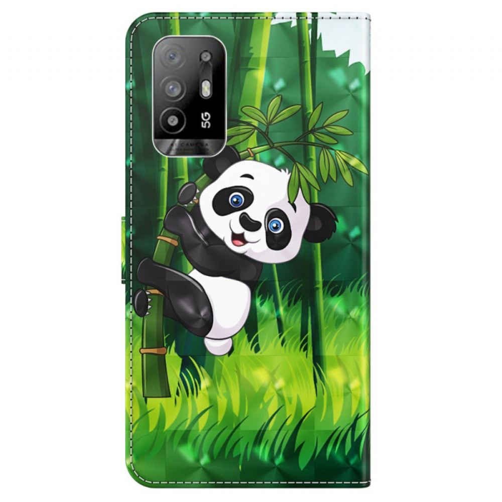 Flipové Pouzdro Na Oppo A94 5G Panda Se Šňůrkou