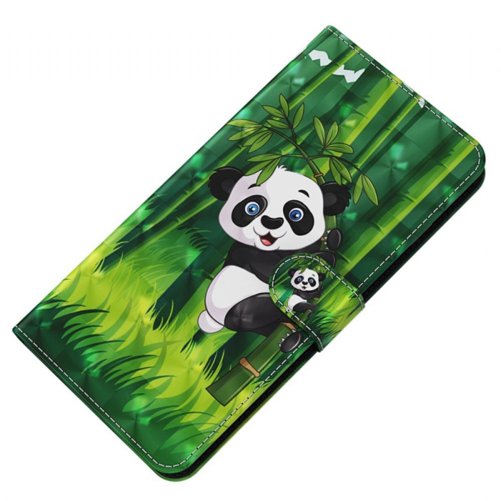 Flipové Pouzdro Na Oppo A94 5G Panda Se Šňůrkou