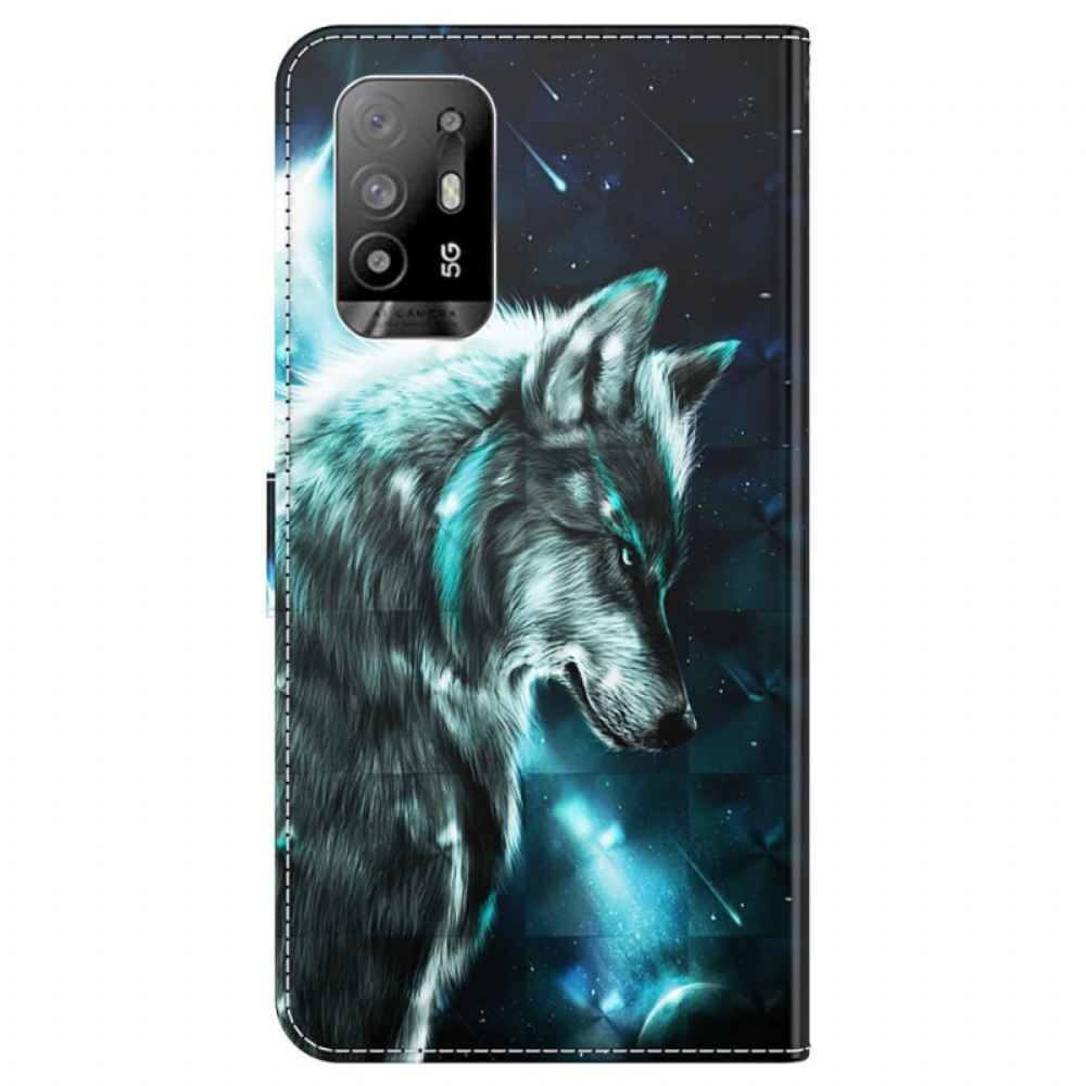 Flipové Pouzdro Na Oppo A94 5G Vlk Se Šňůrkou