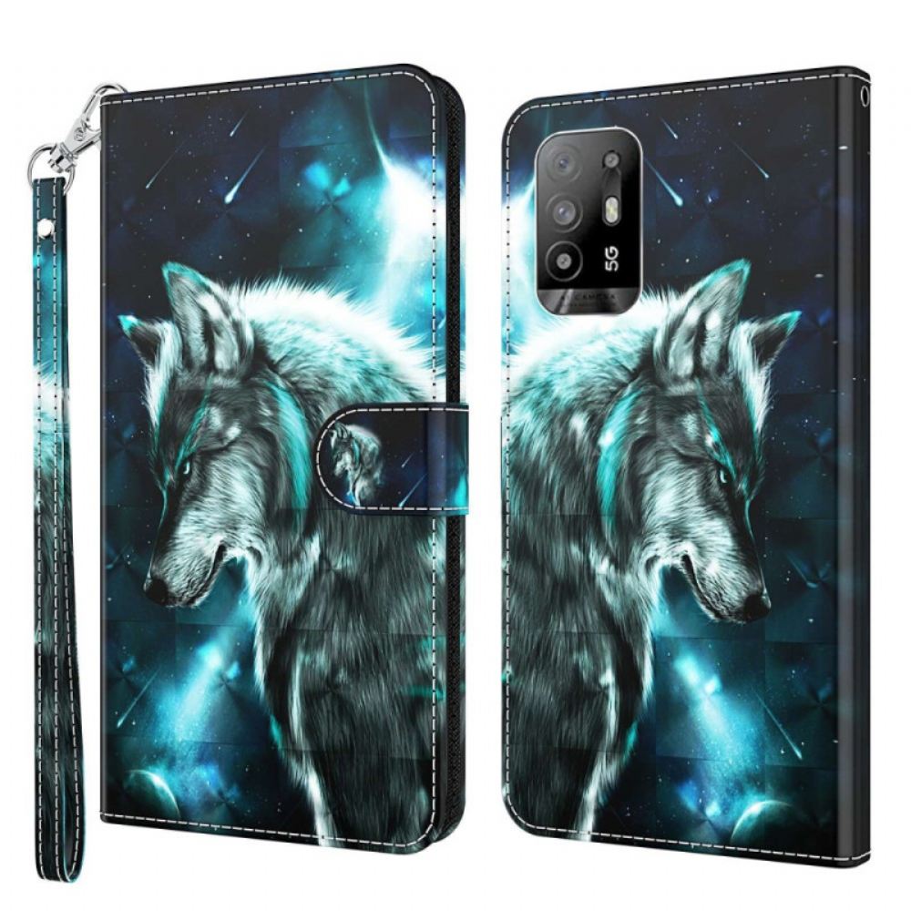 Flipové Pouzdro Na Oppo A94 5G Vlk Se Šňůrkou