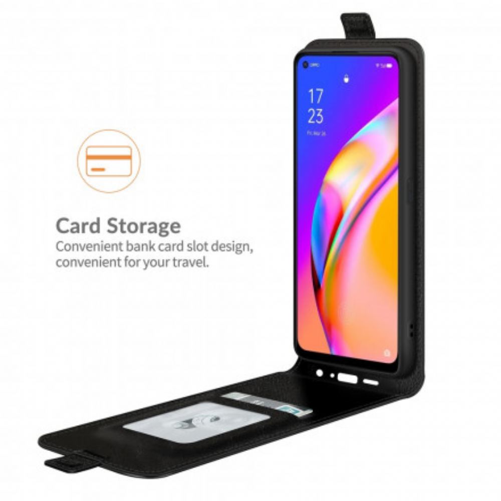Kožené Pouzdro Na Oppo A94 5G Flipové Pouzdro Svislá Chlopeň S Koženým Efektem