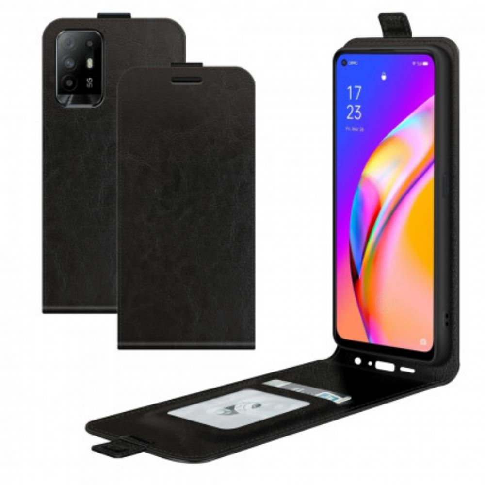 Kožené Pouzdro Na Oppo A94 5G Flipové Pouzdro Svislá Chlopeň S Koženým Efektem