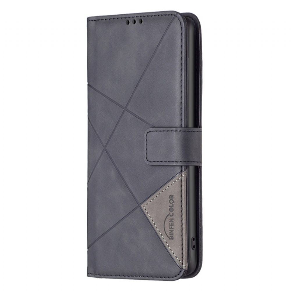 Kožený Kryt Motorola Edge 50 Neo Binfen Color Geometrický Vzor