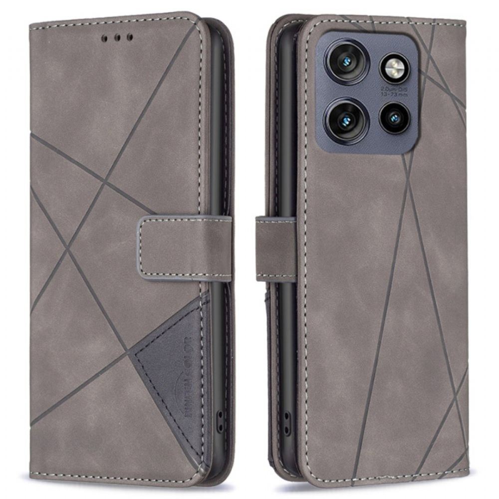 Kožený Kryt Motorola Edge 50 Neo Binfen Color Geometrický Vzor
