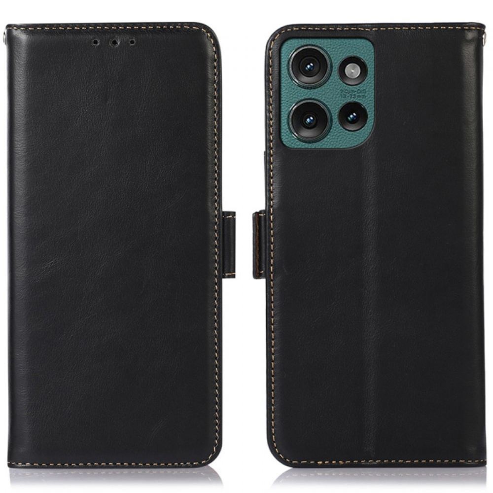 Kožený Kryt Na Motorola Edge 50 Neo Kožená Rfid Ochrana
