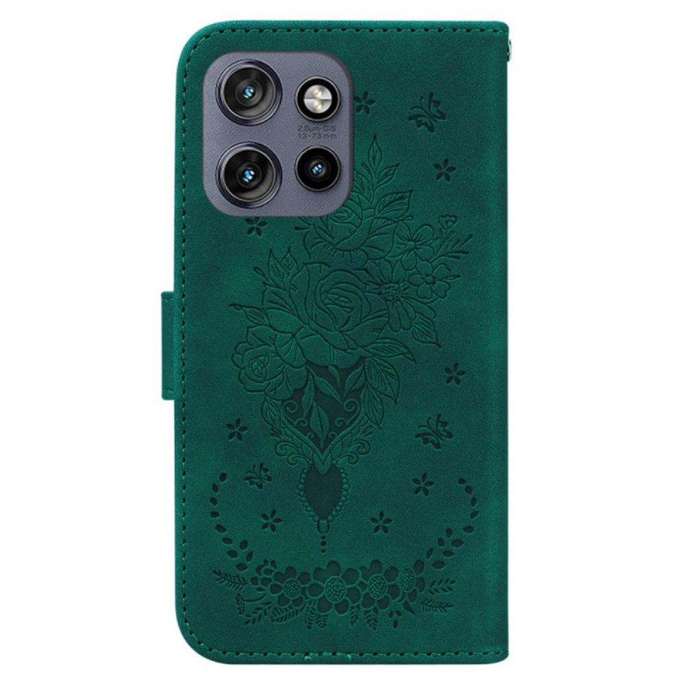 Kožený Kryt Na Motorola Edge 50 Neo Růže