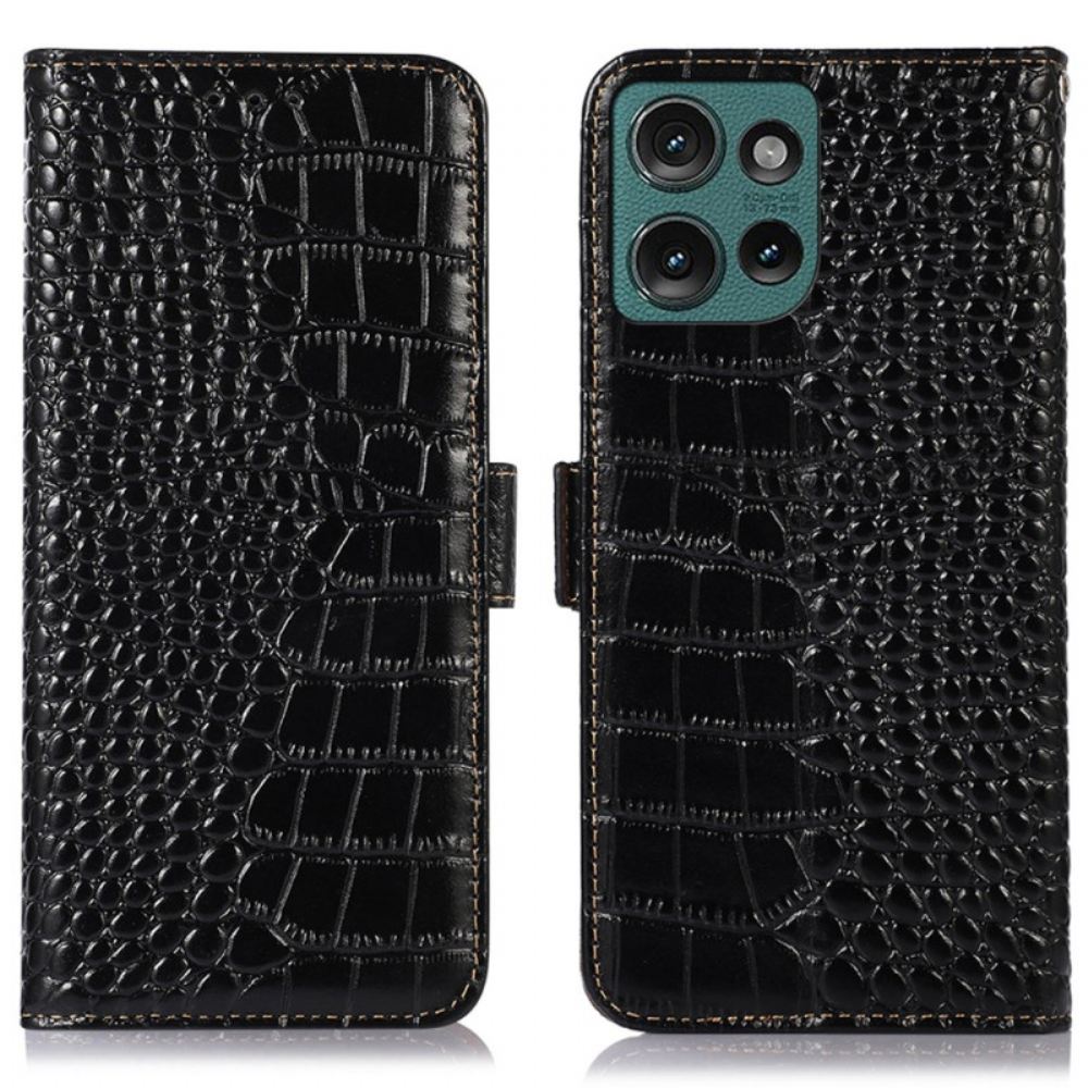 Peněženková Pouzdra Motorola Edge 50 Neo Kryty Na Mobil Krokodýlí Textura Kůže