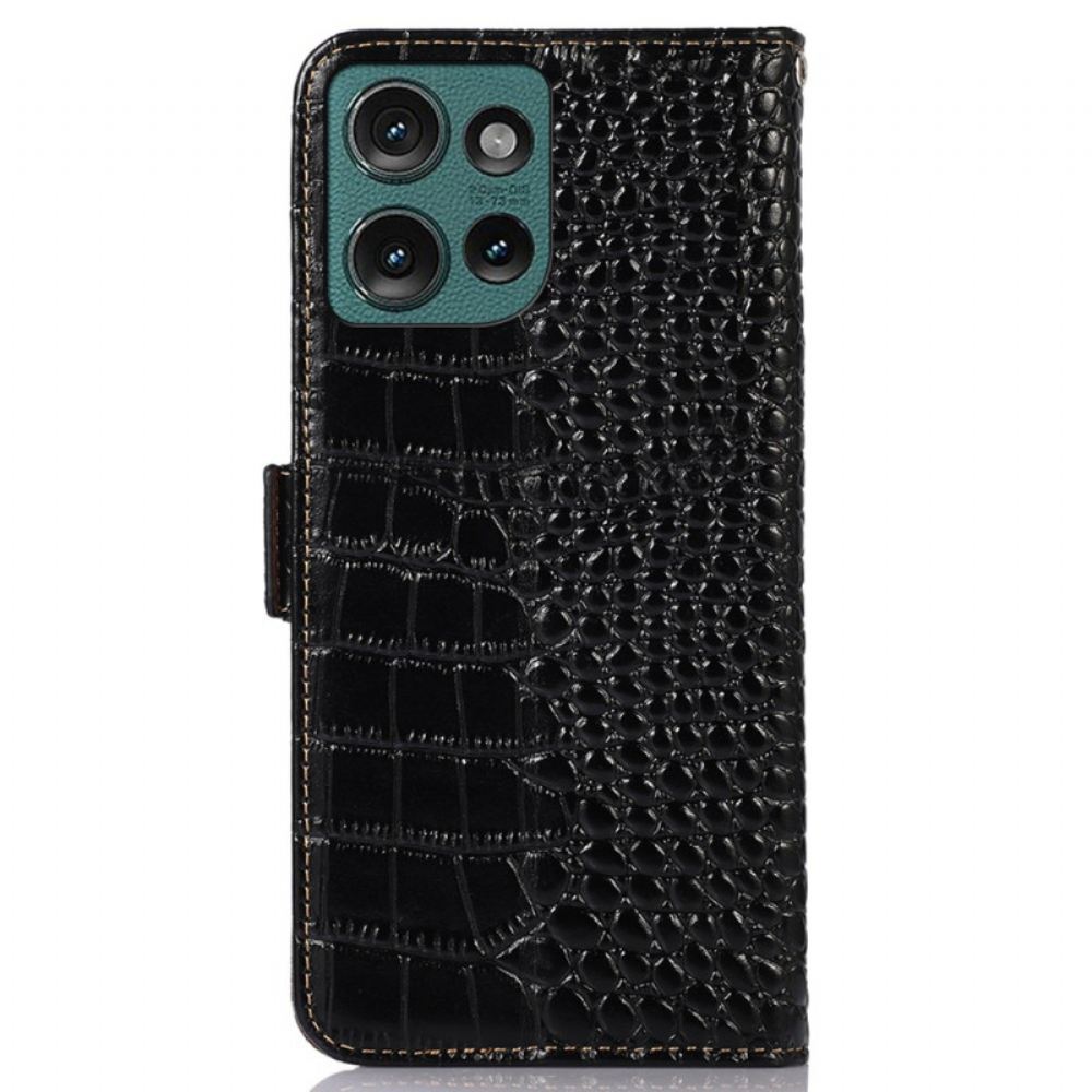 Peněženková Pouzdra Motorola Edge 50 Neo Kryty Na Mobil Krokodýlí Textura Kůže