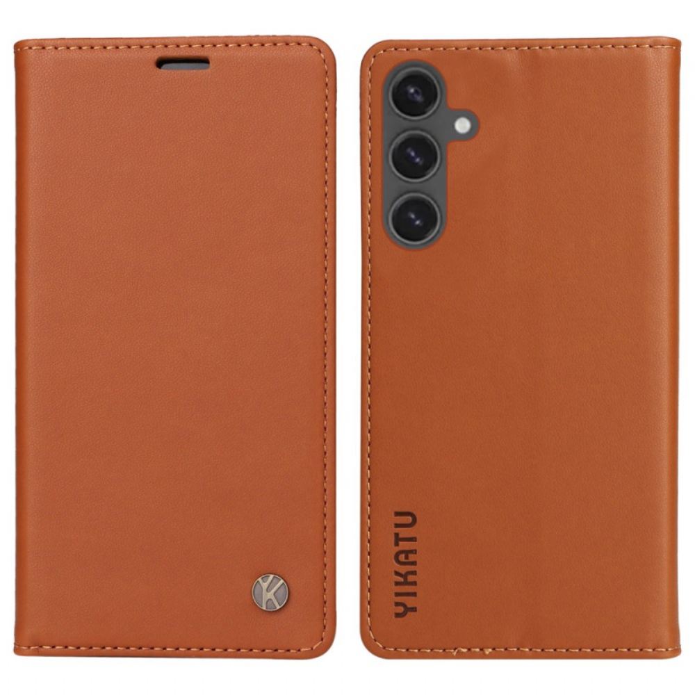 Kožené Pouzdro Folio Na Samsung Galaxy S24 Fe Klasický Yikatu