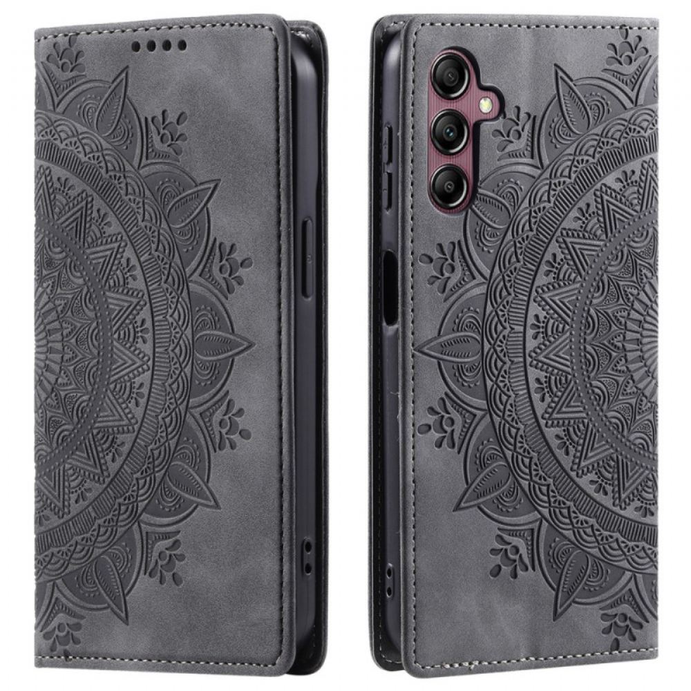 Kožené Pouzdro Folio Na Samsung Galaxy S24 Fe Mandala Suede Effect