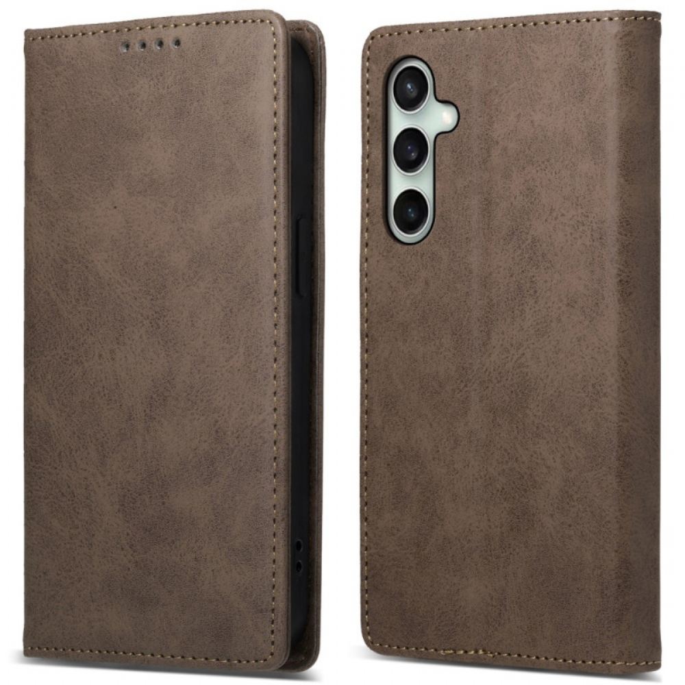Kožené Pouzdro Folio Samsung Galaxy S24 Fe Technologie Blokování Rfid Pouzdra S Retro Efektem