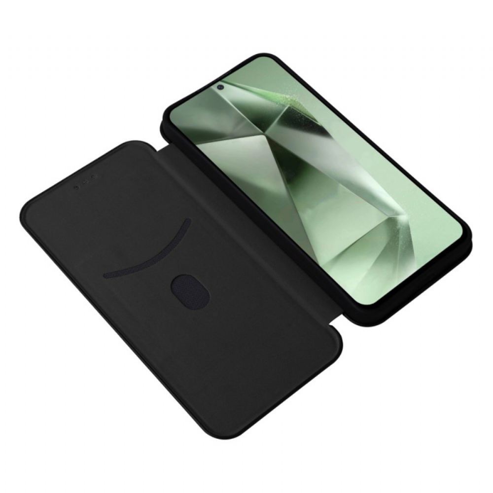 Kožené Pouzdro Folio Samsung Galaxy S24 Fe Textura Uhlíkových Vláken