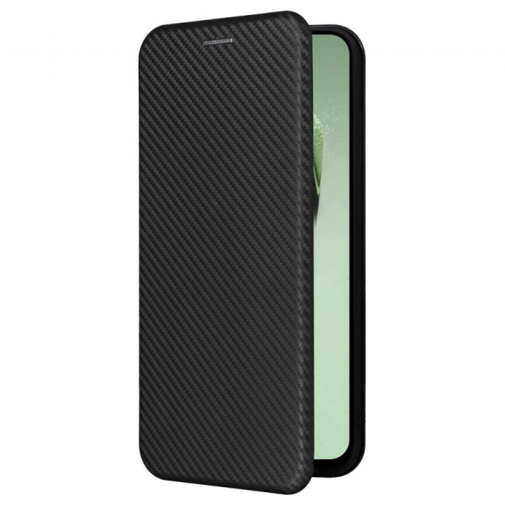Kožené Pouzdro Folio Samsung Galaxy S24 Fe Textura Uhlíkových Vláken