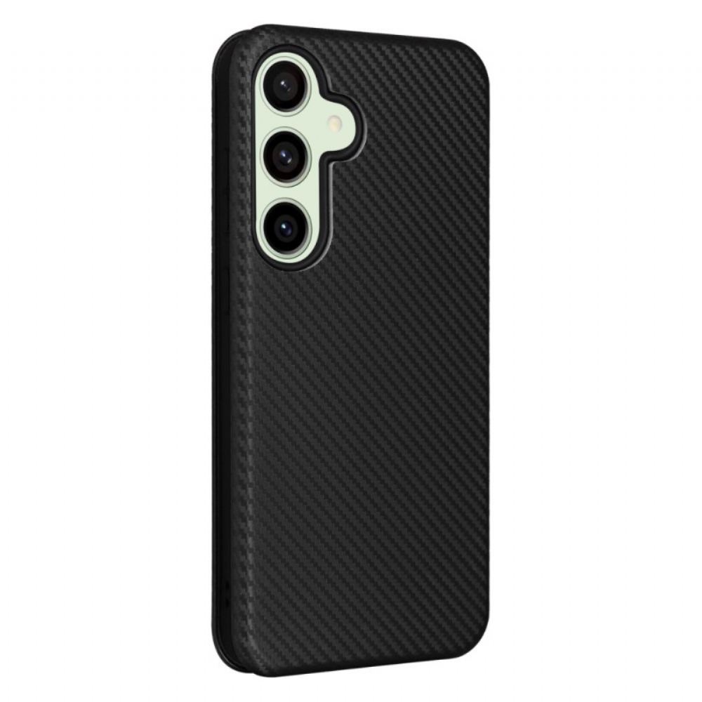 Kožené Pouzdro Folio Samsung Galaxy S24 Fe Textura Uhlíkových Vláken