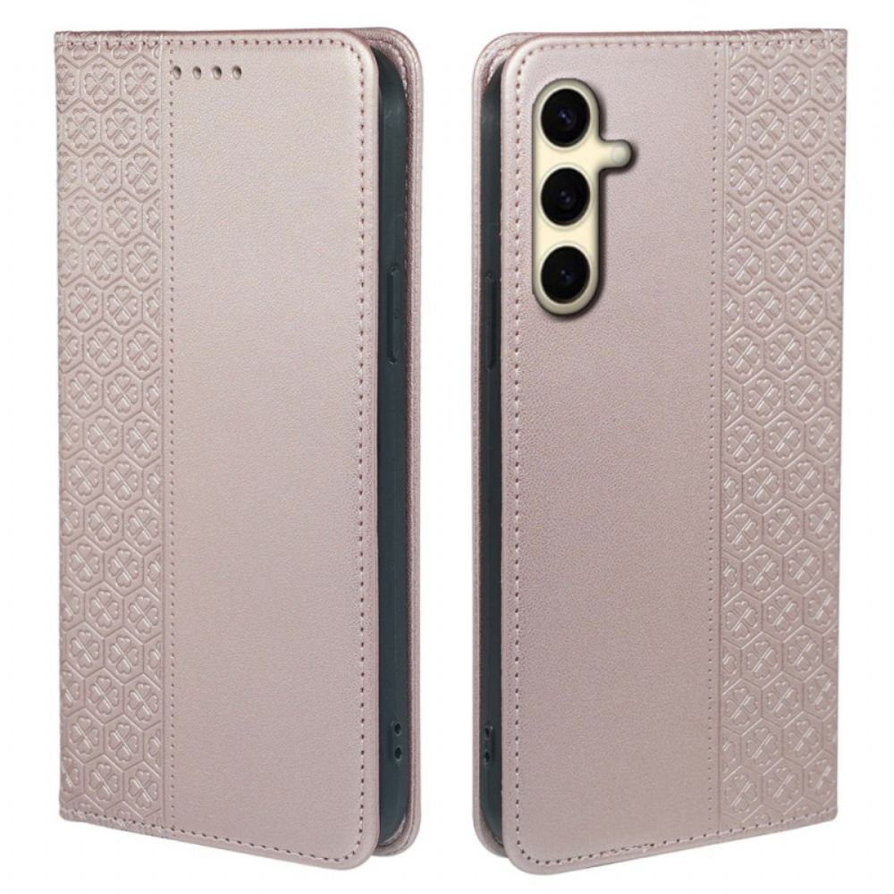 Kožené Pouzdro Folio Samsung Galaxy S24 Fe Čtyřlístek