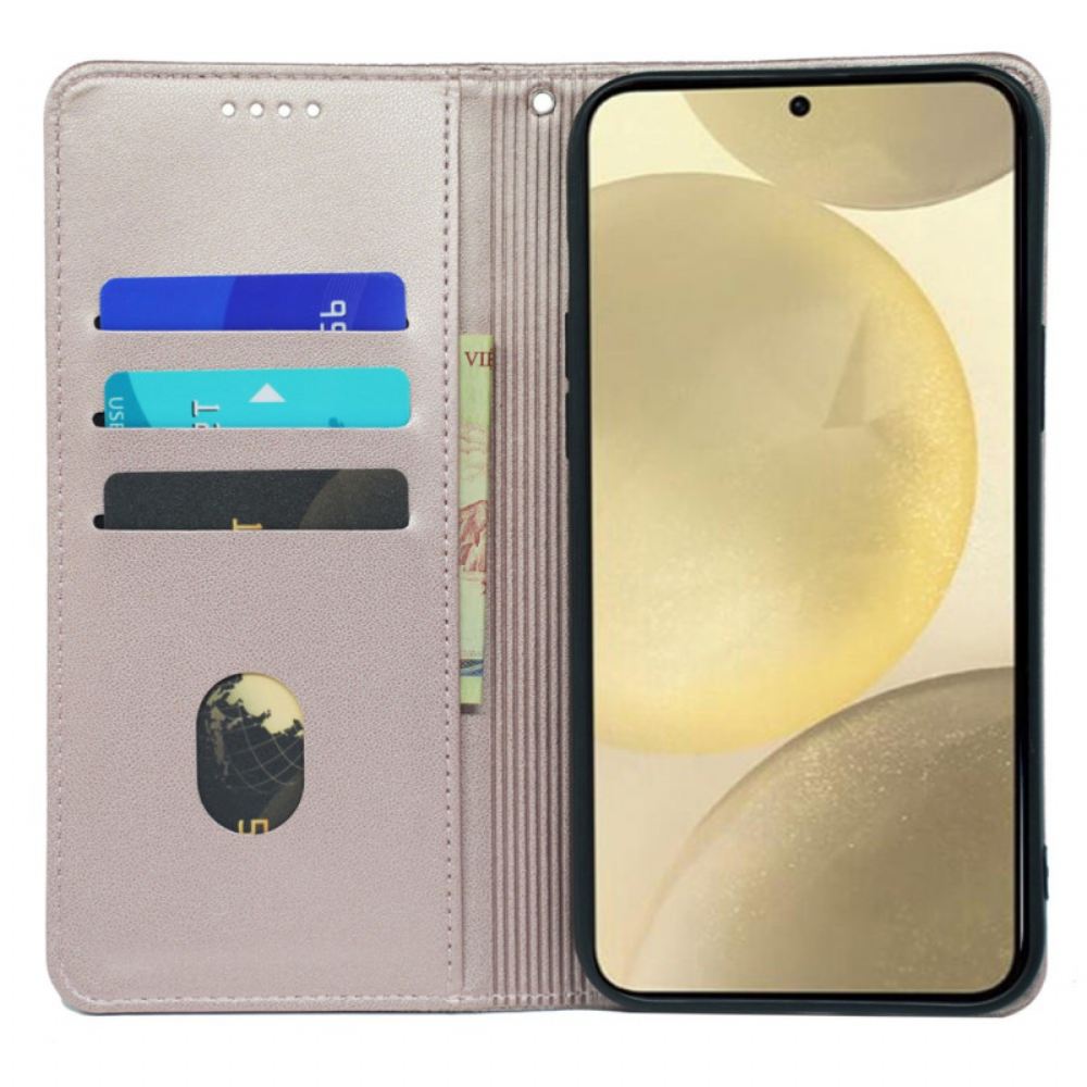 Kožené Pouzdro Folio Samsung Galaxy S24 Fe Čtyřlístek