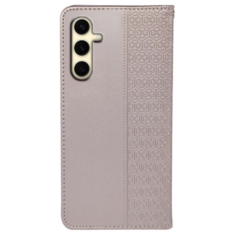 Kožené Pouzdro Folio Samsung Galaxy S24 Fe Čtyřlístek
