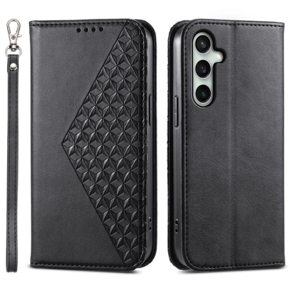 Kožené Pouzdro Samsung Galaxy S24 Fe 3d Kostky Na Krk