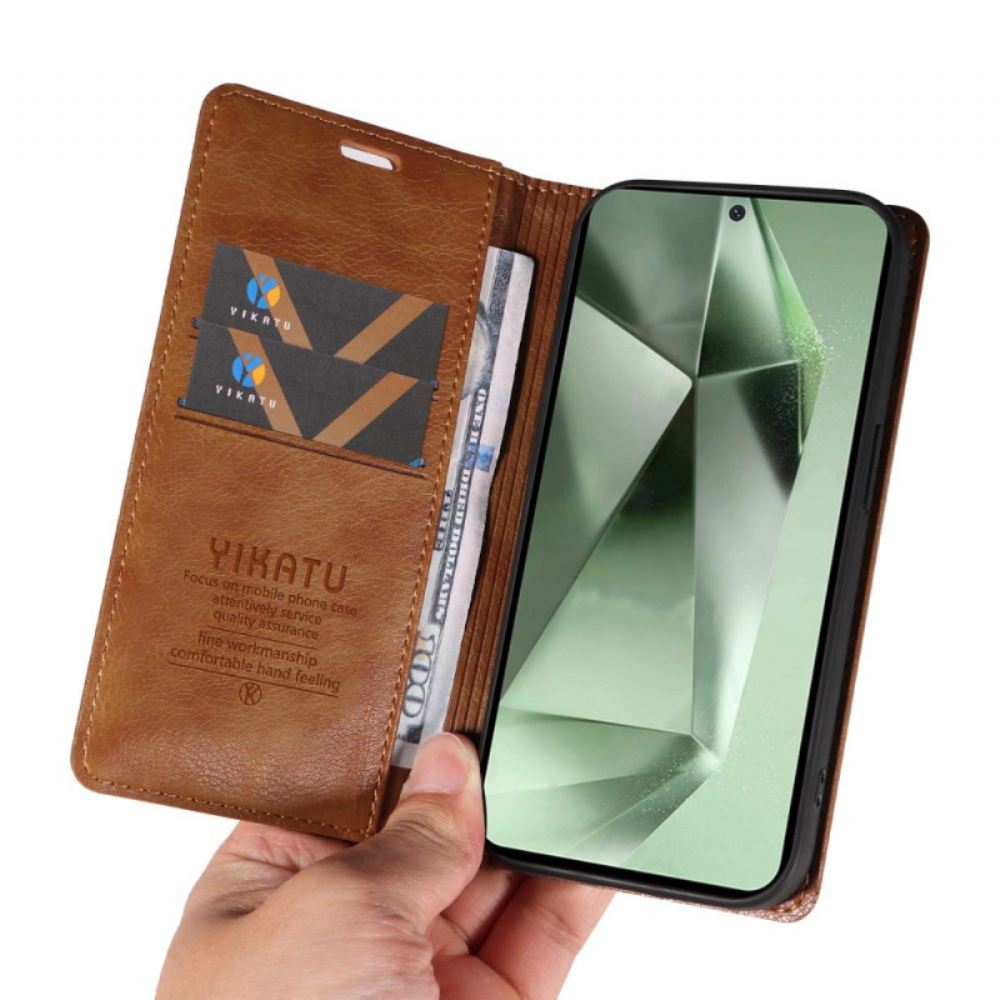 Kožené Pouzdro Samsung Galaxy S24 Fe Kryty Na Mobil Vintage Yikatu
