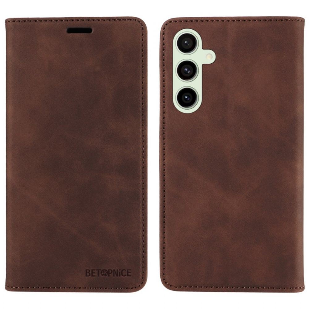 Kožené Pouzdro Samsung Galaxy S24 Fe Technologie Blokování Rfid V Retro Stylu Betopnice