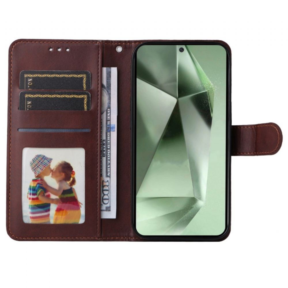 Kožený Kryt Na Samsung Galaxy S24 Fe Klasický Kožený Efekt S Řemínkem